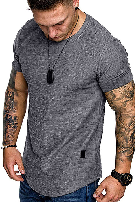 Fashion Mens T Shirt Muscle Gym Workout Athletic Shirt Cotton Tee Shirt Top