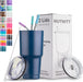 30 Oz Tumbler with Lids and Straws,18/8 Stainless Steel Vacuum Insulated Coffee Tumbler,Insulated Travel Mug Water Cup with Leak-Proof Straw Lid & Flip Lid,3 Metal Straws,1 Cleaning Brush & Gift Box