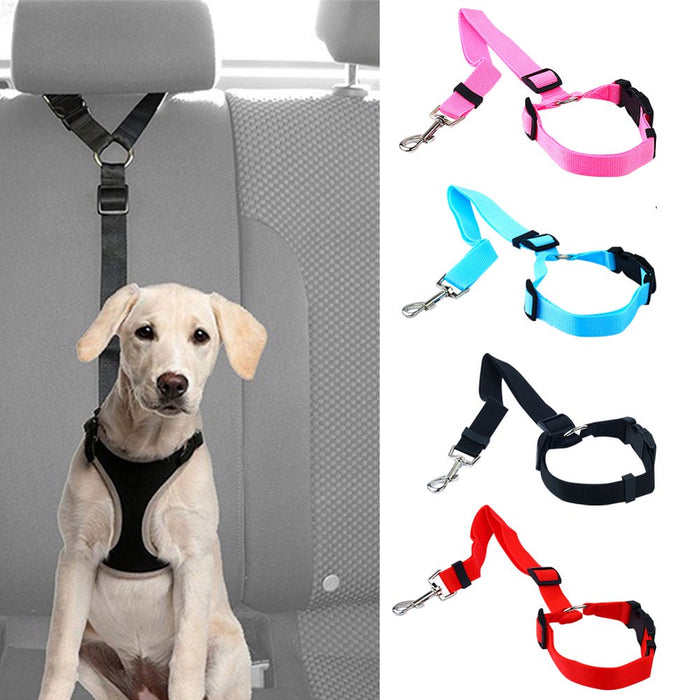 Pet Dog Car Vehicle Seat Safety Belt, Headrest Restraint Seat Straps, Adjustable Pet Safety Leads Backseat Leash for Dog Harness Collar Travel Daily Use, Dog Cat Seatbelts Black