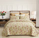 Quilt Set, 3-Piece Quilt Sets with 2 Pillow Shams - Boho Reversible Soft and Lightweight Quilt Bedding Bedspread Coverlet Set (Beige Floral, King)