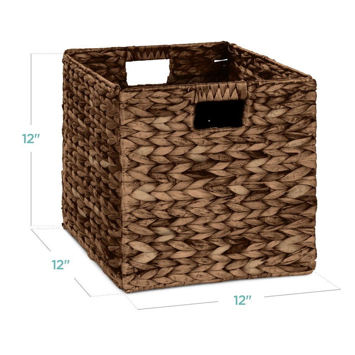 12X12In Hyacinth Baskets, Set of 5 Multipurpose Collapsible Organizers W/ Inserts - Espresso