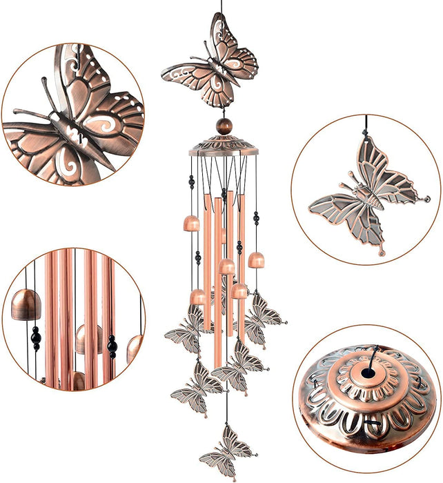 Butterfly Wind Chimes, Christmas Wind Chimes, Gifts for Mom Copper Metal Butterfly Chimes, Birthday Gifts Mother'S Day for Mom Gifts Gifts for Grandma Gifts for Women Gardening Gifts Butterfly Gifts
