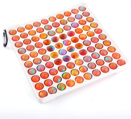 Fidget Sensory Toy, Push Big Size Pop It 100 Bubbles Sensory Toy, 1 Pack Square Silicone Puzzle Toy, Stress Pressure Relieving for Kids, Adults for Relaxing(Ombre)