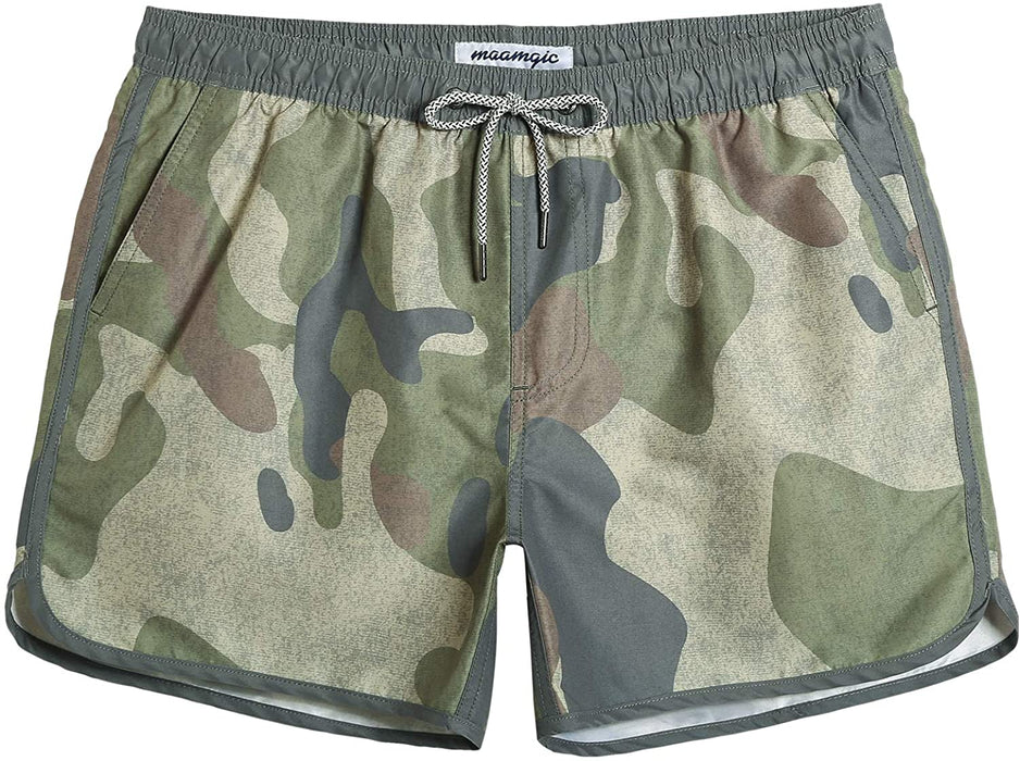 Mens Boys Short 80S 90S Vintage Swim Trunks with Mesh Lining Quick Dry Swim Suits Board Shorts