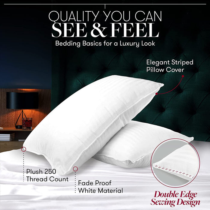 Bed Pillows Standard / Queen Size Set of 2 - down Alternative Bedding Gel Cooling Pillow for Back, Stomach or Side Sleepers