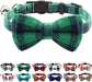 Breakaway Cat Collar with Cute Bow Tie and Bell, Plaid Patterns, 1 Pack Girl Boy Kitty Safety Collars, Blue