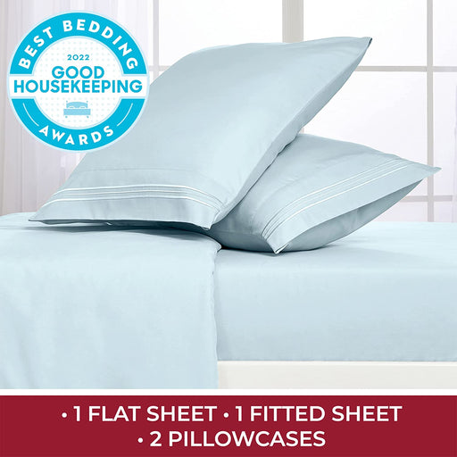 Queen Sheet Set - Hotel Luxury Bedding Sheets & Pillowcases - Extra Soft Cooling Bed Sheets - Deep Pocket up to 16 Inch - Wrinkle, Fade, Stain Resistant - 4 Piece (Queen, Baby Blue)