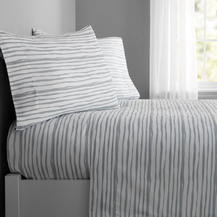 Mainstays Gray and Teal Geometric 8 Piece Bed in a Bag Comforter Set with Sheets, Queen