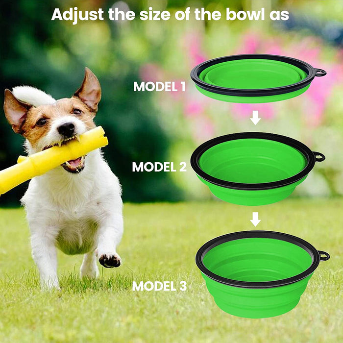 Collapsible Dog Bowls, Portable Travel Dog Bowls, Expandable for Cat Dog Water Bowls Food Feeding, 2 Pack Silicone Pet Bowls with Waste Bag Dispenser