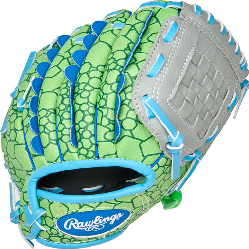 2022 Players Series Dino Baseball Glove Mitts, Green, Gray and Blue, 9 In, Right Hand Throw