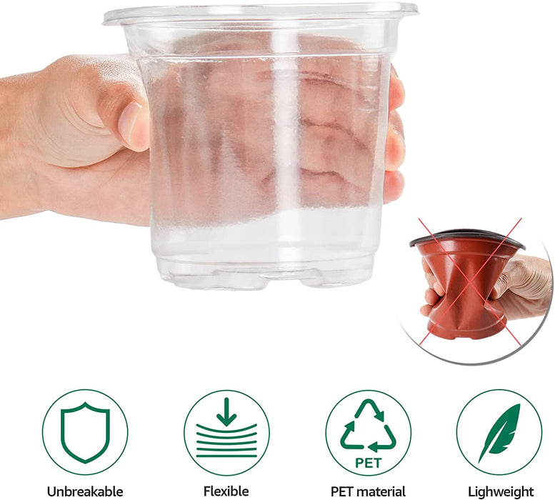 Clear Nursery Pots with Humidity Dome 30 Sets 4" Transparent Plastic Plant Pot Seedling Planter Seed Starter Pots Flower Pot with 10Pcs Plant Labels for Indoor Outdoor Garden