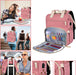 Knitting Bag Backpack,Yarn Storage Organizer Travel Crochet Bag with USB Charging Port,Large Capacity Yarn Storage Tote Bag Yarn Holder Case for Carrying Projects, Knitting Needles, Crochet Hooks Pink