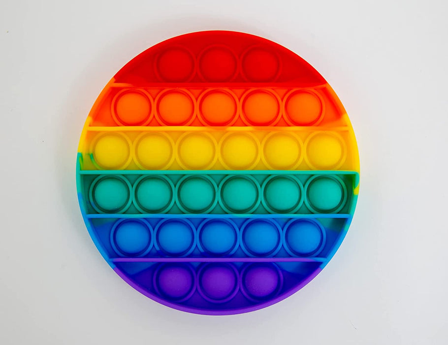 Fidget Toy Popits - Rainbow Color - Sensory Stress Relief for ADHD Anxiety Autism (Round + Square 2 Pack)