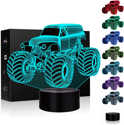 3D Illusion Lamp Night Light Monster Truck for Kids 7 Color Changing Touch Switch Table Desk Decoration Lamps Christmas Gift with Acrylic Flat & ABS Base & USB Cable Toy Gift (Monster Truck)