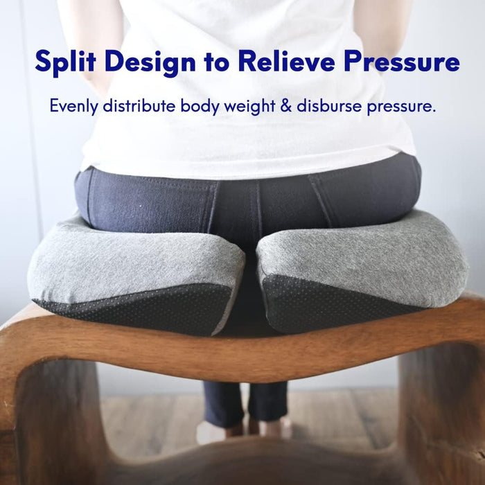 Patented Pressure Relief Seat Cushion for Long Sitting Hours on Office/Home Chair, Car, Wheelchair - Extra-Dense Memory Foam for Hip, Tailbone, Coccyx, Sciatica - Light Grey