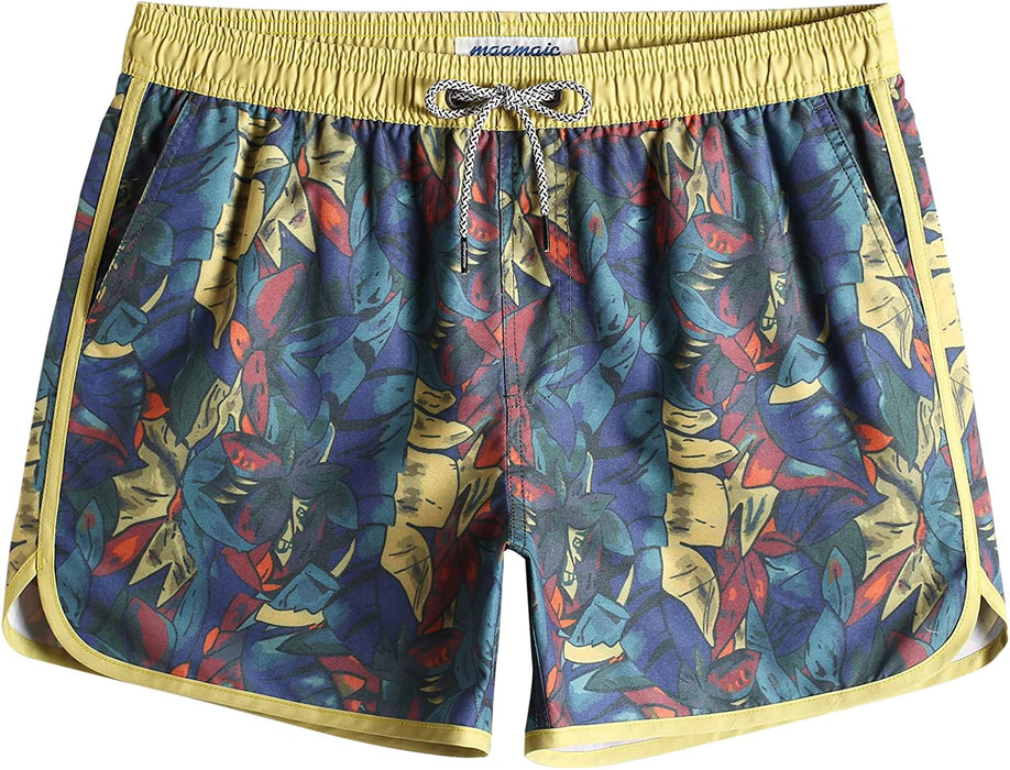 Mens Boys Short 80S 90S Vintage Swim Trunks with Mesh Lining Quick Dry Swim Suits Board Shorts