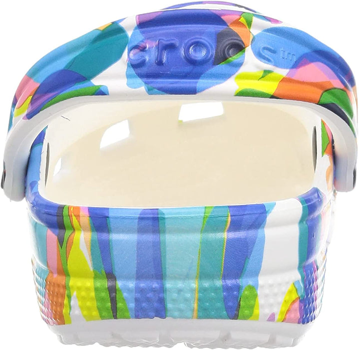 Unisex Classic Graphic Clogs, White/Multi, 8 US Men