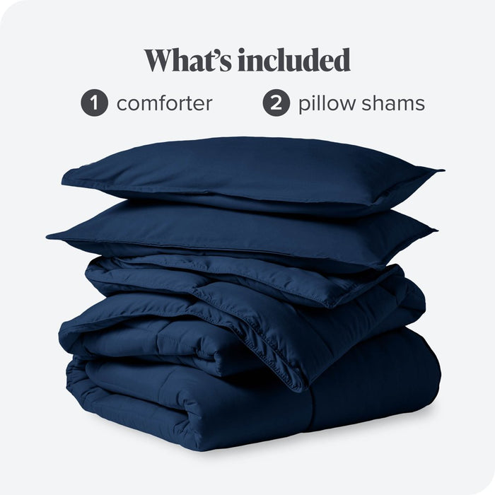 Goose down Alternative Comforter Set, Premium 1800 Collection, with Pillow Shams, 3 Piece Set, Queen, Dark Blue