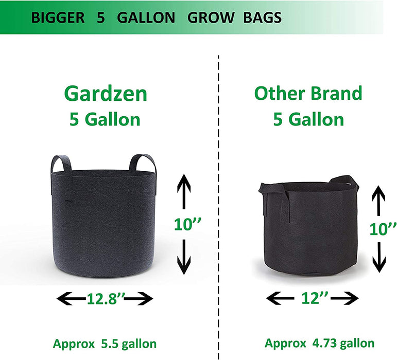 Gardzen 10-Pack 5 Gallon Grow Bags, Aeration Fabric Pots with Handles