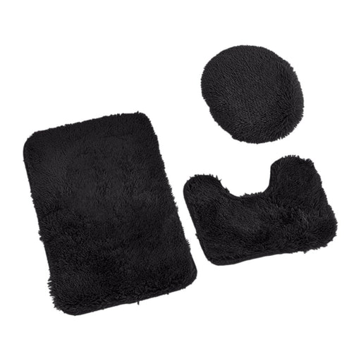 Clearance Household Supplies Solid Color 3 Piece Bathroom Rug Set Bathroom Toilet Carpet Anti-Slip Mat Solid Color Bathroom Toilet Floor Mat