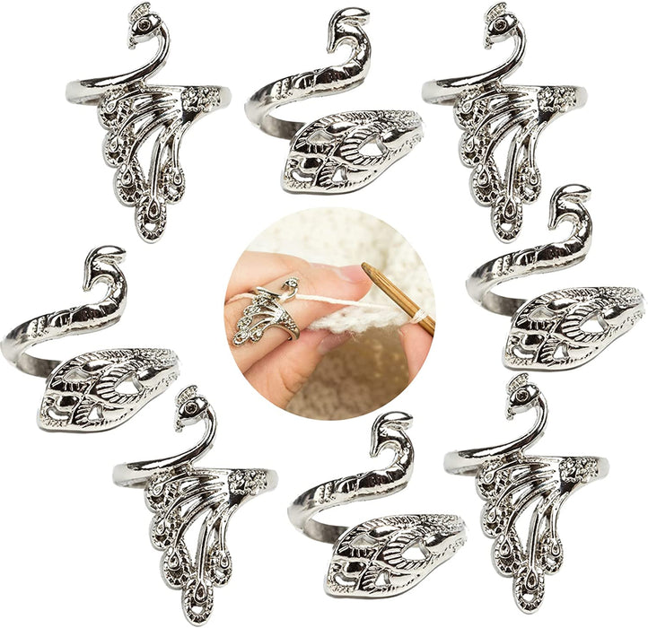 8 Pcs Adjustable Knitting Crochet Loop Ring, Braided Knitting Ring Yarn Guide Finger Holder for Mother Grandma Thanksgiving Presents