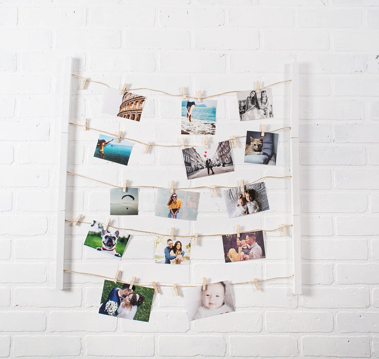 DII Clothesline Collage, Photo Display Collection, Rustic White, 26X29.75"