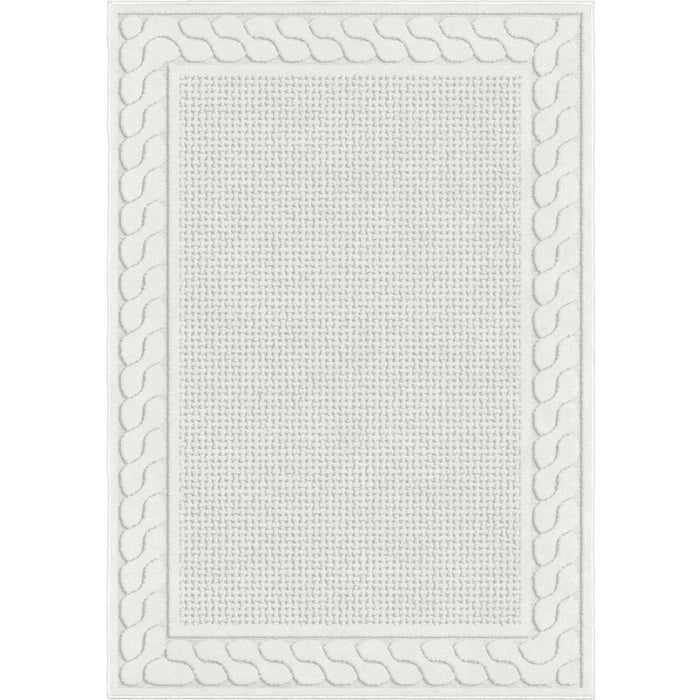 My Texas House Picket Fences, Country/Cottage, Border, Woven Area Rug, 5'2" X 7'6"