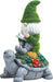 Garden Statue Gnome Cute - Large Outdoor Gnome Statue Sculptures with Solar Lights, Resin Gnome Figurine Sitting on Turtle with Umbrella for Home Patio Yard Lawn Porch Decorations