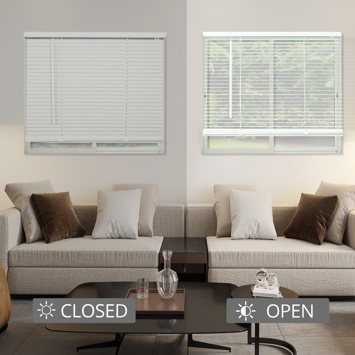 Cordless 1-Inch Vinyl Mini Blinds, Gloss White (Room Darkening) 78"W X 84"H