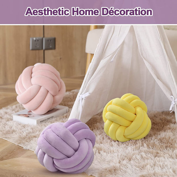 Knot Pillow Ball, Soft round Throw Pillow Cushion Home Decorative Ball Pillows, Handmade Plush Throw Knotted Pillow for Home Décor Children Play Knot Ball Toys (Small-7.87In, Lilac)