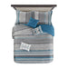 Mainstays 7-Piece Princeton Woven Jacquard Comforter Set, Teal Stripe, Full/Queen