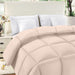 Comforter Duvet Insert - Quilted Comforter with Corner Tabs - Box Stitched down Alternative Comforter (Queen, Beige)