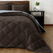 Lightweight Solid Comforter Set (King) with 2 Pillow Shams - 3-Piece Set - Brown and Blue - down Alternative Reversible Comforter