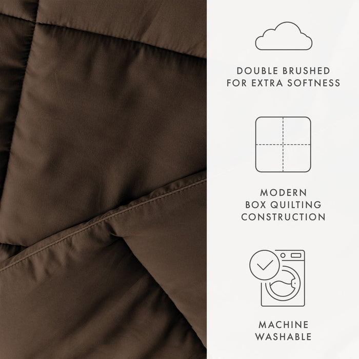 Chocolate All Season Alternative down Solid Comforter, Full/Queen, by Noble Linens