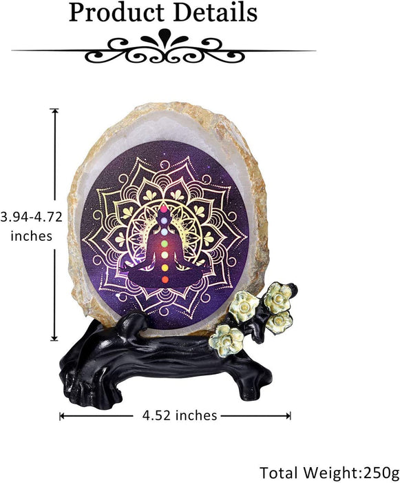 Natural Chakra Agate Display Yoga Meditation Prints Healing Crystal Gemstone Decorative Agate Stone Slice Ornament for Home Office Decor #1