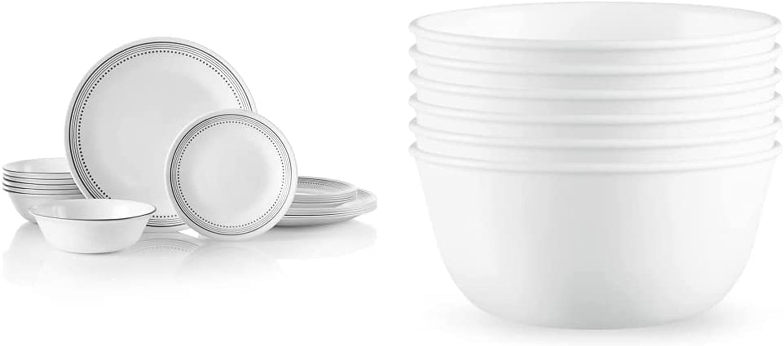 Vitrelle 18-Piece Service for 6 Dinnerware Set, Triple Layer Glass and Chip Resistant, Lightweight round Plates and Bowls Set, Indigo Speckle
