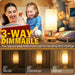 Bedside Table Lamp with USB Port - Touch Control for Bedroom Wood 3 Way Dimmable Nightstand Lamp with round Flaxen Fabric Shade for Living Room, Dorm, Home Office (LED Bulb Included)