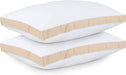 Bed Pillows for Sleeping Queen Size (Beige), Set of 2, Cooling Hotel Quality, Gusseted Pillow for Back, Stomach or Side Sleepers