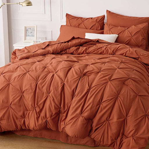 Bedsure Full Size Comforter Sets - Bedding Sets Full 7 Pieces, Bed in a Bag Burnt Orange Bed Sets with Comforters, Sheets, Pillowcases & Shams,Adult & Kids Bedding
