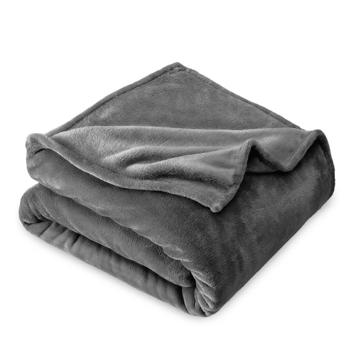 Microplush Fleece Blanket, Plush, Ultra Soft, Full/Queen, Gray