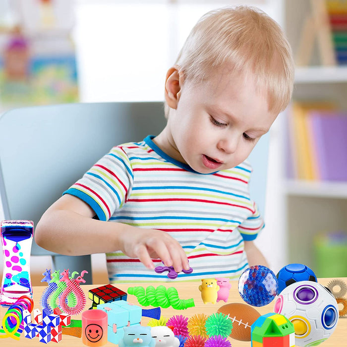 PP  Sensory Toys Set 56 Pack, Stress Relief Fidget Hand Toys for Adults and Kids, Sensory Fidget and Squeeze Widget for Relaxing Therapy - Perfect for ADHD Add Anxiety Autism