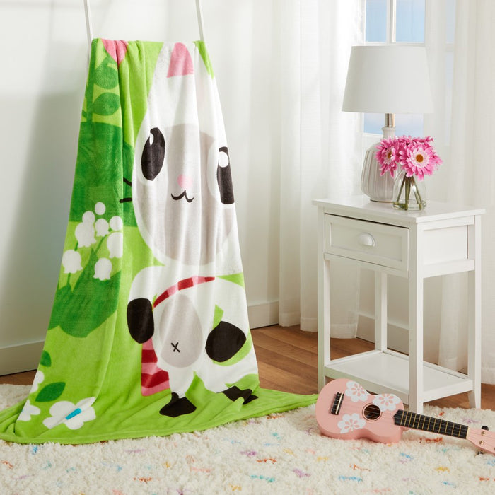 Gabby'S Dollhouse Kids Plush Twin/Full Blanket, 62 X 90, Blue and Green, Dreamworks
