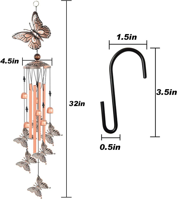 Butterfly Wind Chimes, Christmas Wind Chimes, Gifts for Mom Copper Metal Butterfly Chimes, Birthday Gifts Mother'S Day for Mom Gifts Gifts for Grandma Gifts for Women Gardening Gifts Butterfly Gifts