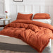 Terracotta Comforter Set Queen Size, 3 Pcs Boho Fringe Tufted Soft Microfiber Bedding Sets, Tassel Burnt Orange Comforter Sets for All Season (1 Comforter + 2 Pillowcases)