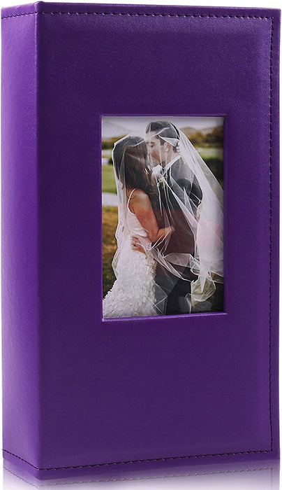 Photo Picture Album 4X6 300 Photos,Small Capacity Premium Leather Cover Wedding Family Photo Albums Holds 300 Horizontal Photos(Black)