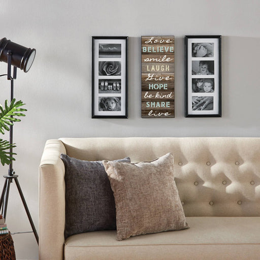 Mainstays Collage Picture Frames with Sentiment Plaque in Black (2 Frames and a Sentiment Wall Decor)