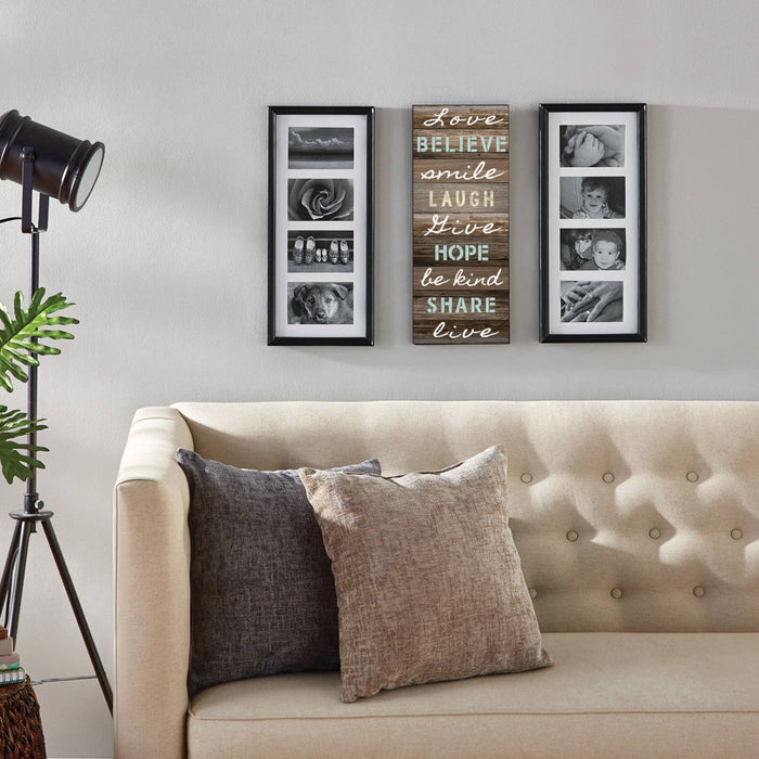Mainstays Collage Picture Frames with Sentiment Plaque in Black (2 Frames and a Sentiment Wall Decor)