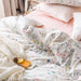MICBRIDAL Reversible Floral Duvet Cover Queen Soft 100% Cotton Bedding Set Garden Floral Bedding Set Full 3 Pcs Garden Style Floral Comforter Cover for Girls Women