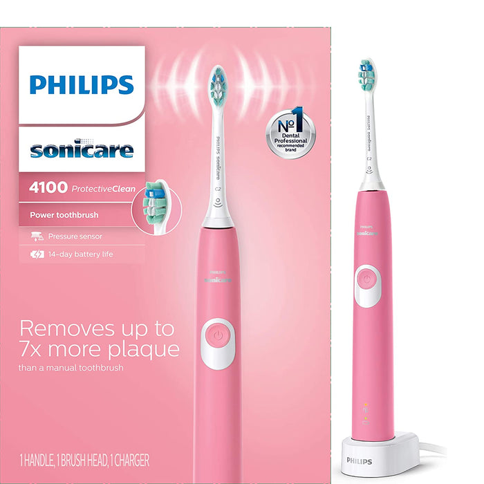 4100 Power Toothbrush, Rechargeable Electric Toothbrush with Pressure Sensor, Black HX3681/24