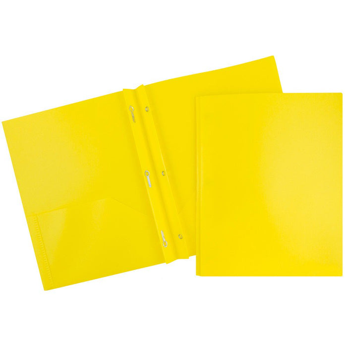 JAM Paper Plastic 2 Pocket Folders, Metal Clasp Fasteners, Assorted Primary Colors, 6/Pack